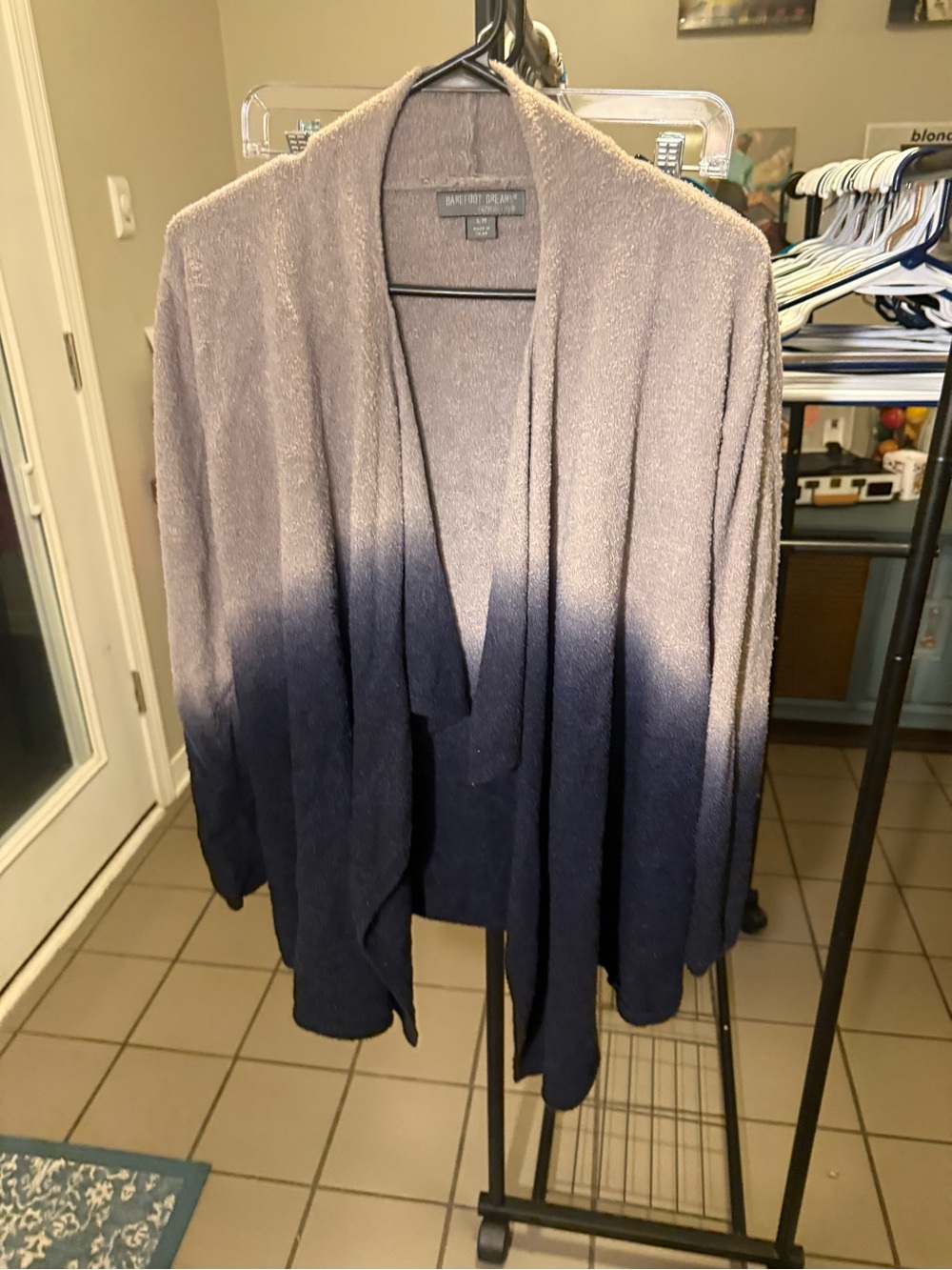 Barefoot Dreams Ombre Taupe to Navy Open Cardigan